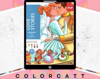 100 Mystery Color by Number | Fairytale Princesses Mosaic Art | Digital PDF Coloring Book | Procreate and Tablet Ready | Art Therapy
