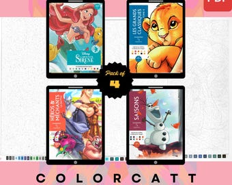 Set van 4 mysterieuze kleuren op nummer | Kunst Ocean Kingdom en Frozen Seasons | Digitale pdf-kleurboeken | Klaar voor tablet en Procreate