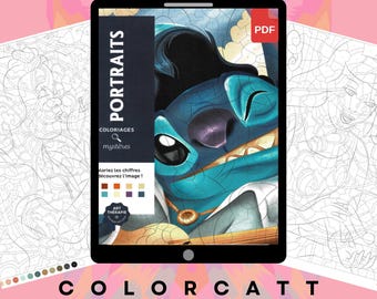 100 mysterieuze kleuren op nummer | Artistieke portretten en muzikaal geanimeerde vrienden | Digitaal pdf-kleurboek | Kunst voor tablet en Procreate