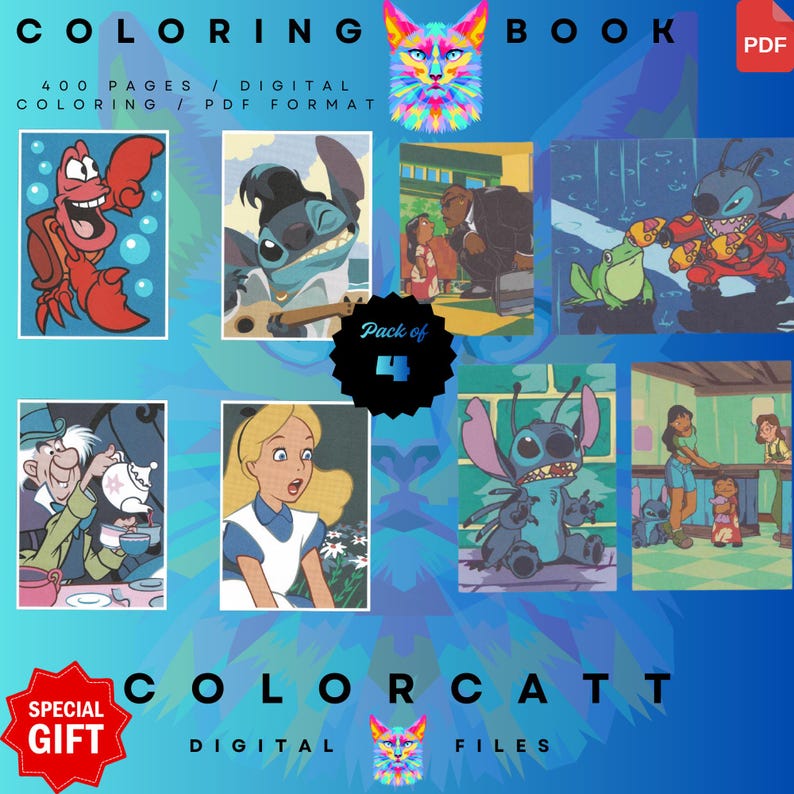 Stitch Color by Number Bundle – 400 Pages Mystery Coloring Book PDF for ...