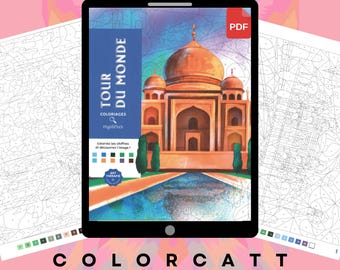 100 Mystery Color by Number | World Wonders & Landmarks Mosaic Art | Digital PDF Coloring Book | Procreate and Tablet Ready | Art Therapy