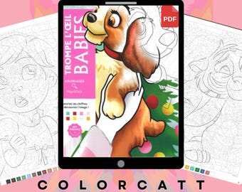 Animated Characters Mystery Coloring Book PDF, 105 Paint by Number Pages, Princesses Cute Cubs Illusion Art, Instant Download Bundle