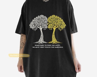 The Two Trees of Valinor T-Shirt, Silmarillion Inspired Tolkien Shirt, Gift For Women and Man Unisex T-Shirt, Heavy Cotton | LOTR Tee