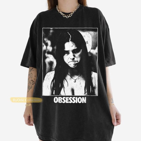 Koszulka z filmem OBSESSION w stylu vintage, koszulka z grafiką Frowning Nikki, koszulka z gotyckim horrorem