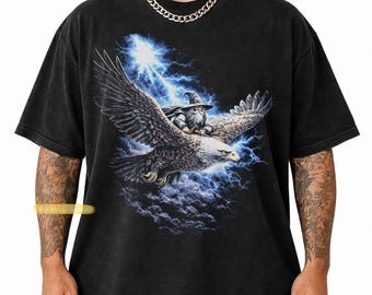 Vintage White Wizard Shirt, Wizard Riding Eagle T-Shirt, Gift For Women and Men Unisex Shirt