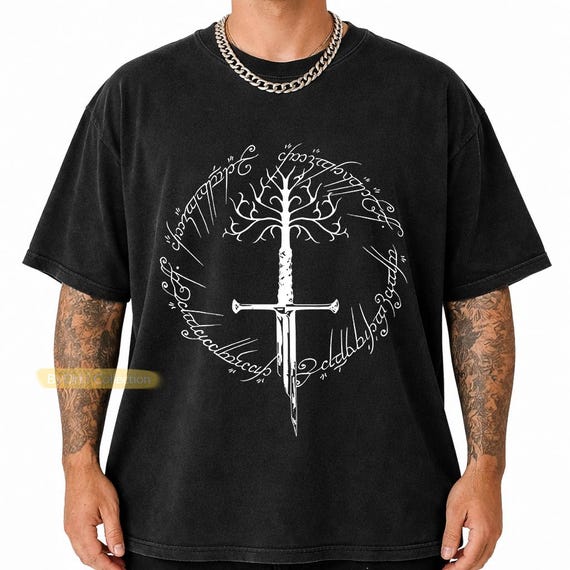 Ring Inspired Tee, Narsil Broken Blade Shirt, White Tree of Gondor T-Shirt, Anduril Sword, Middle Earth Tolkien Tee, LOTR Gifts