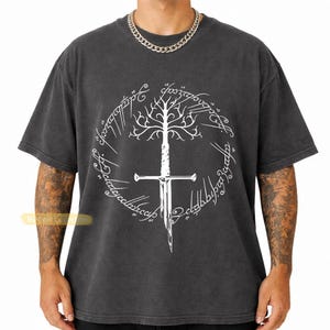 Ring Inspired Tee, Narsil Broken Blade Shirt, White Tree of Gondor T-Shirt, Anduril Sword, Middle Earth Tolkien Tee, LOTR Gifts Pepper