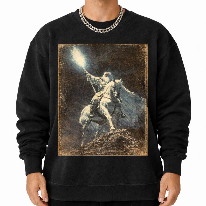 Camiseta vintage de Gandalf, regalo para hombre y mujer, camiseta unisex de algodón grueso / camiseta de El Señor de los Anillos imagen 6
