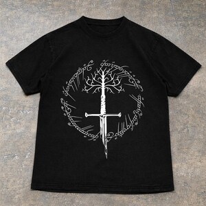 Ring Inspired Tee, Narsil Broken Blade Shirt, White Tree of Gondor T-Shirt, Anduril Sword, Middle Earth Tolkien Tee, LOTR Gifts image 6