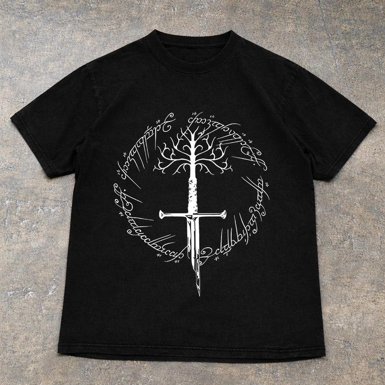 Ring Inspired Tee, Narsil Broken Blade Shirt, White Tree of Gondor T-Shirt, Anduril Sword, Middle Earth Tolkien Tee, LOTR Gifts image 6