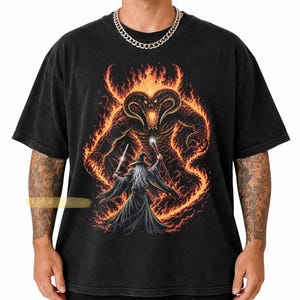 Camiseta vintage de Balrog y Gandalf, camiseta de El Señor de los Anillos, regalo para mujeres y hombres, camiseta unisex / camiseta de LOTR