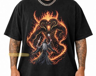 Vintage Balrog and Gandalf T-Shirt , Lord of The Rings Shirt, Gift For Women and Man Unisex T-Shirt | LOTR Tee