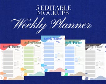 Modello di agenda settimanale: design modificabili per Canva - Download PDF immediato