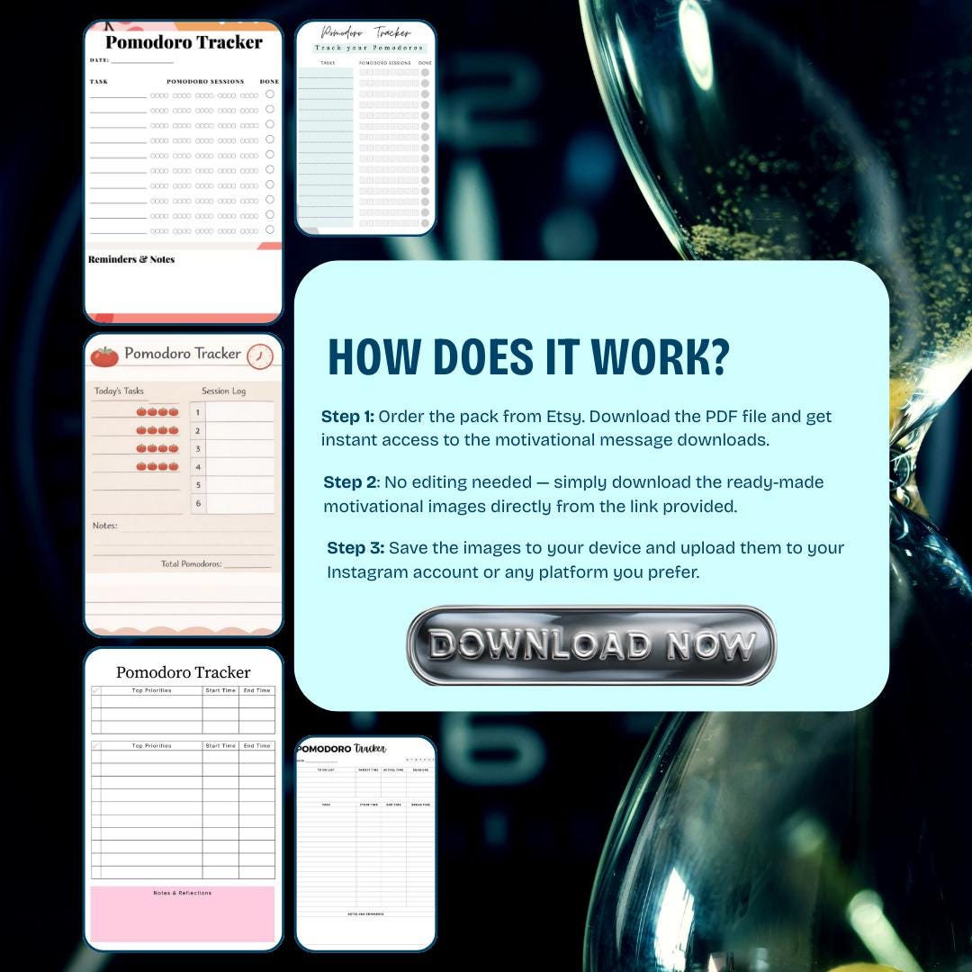 Pomodoro Tracker Printable | Focus & Productivity Planner | Time ...