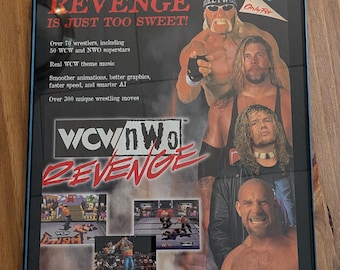 Póster vintage enmarcado de WCW nWo Revenge (1998), 8,5 x 11 pulgadas