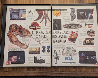 Póster vintage enmarcado de Parque Jurásico (1993), 8,5 x 11 pulgadas