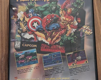 Póster vintage enmarcado de 8x10 pulgadas de Marvel Super Heroes in War of the Gems (1996)
