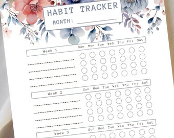 Habit Tracker Whispering Blooms | Task Log Goal Setting | Printable Plan Organizer