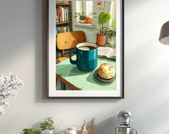 Vintage Coffeehouse Wall Art | Nostalgic Style Coffee Bar Print | Digital Download Vertical Printable