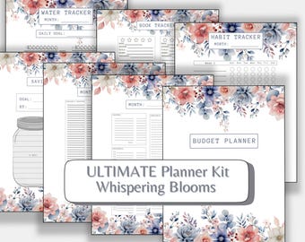 Ultimate Planner Bundle Kit Whispering Blooms | Monthly or Weekly Budget and Trackers | Printable