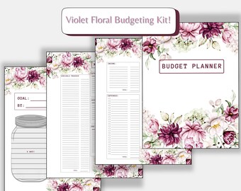 Budget Bundle Kit Violet Floral | Monthly or Weekly Expense, Savings, and Debt Tracker | Printable