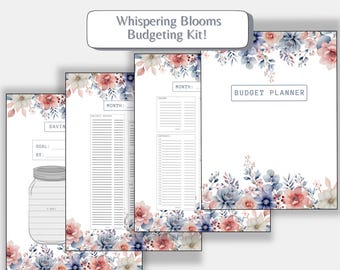 Budget Bundle Kit Whispering Blooms| Monthly or Weekly Expense, Savings, and Debt Tracker | Printable