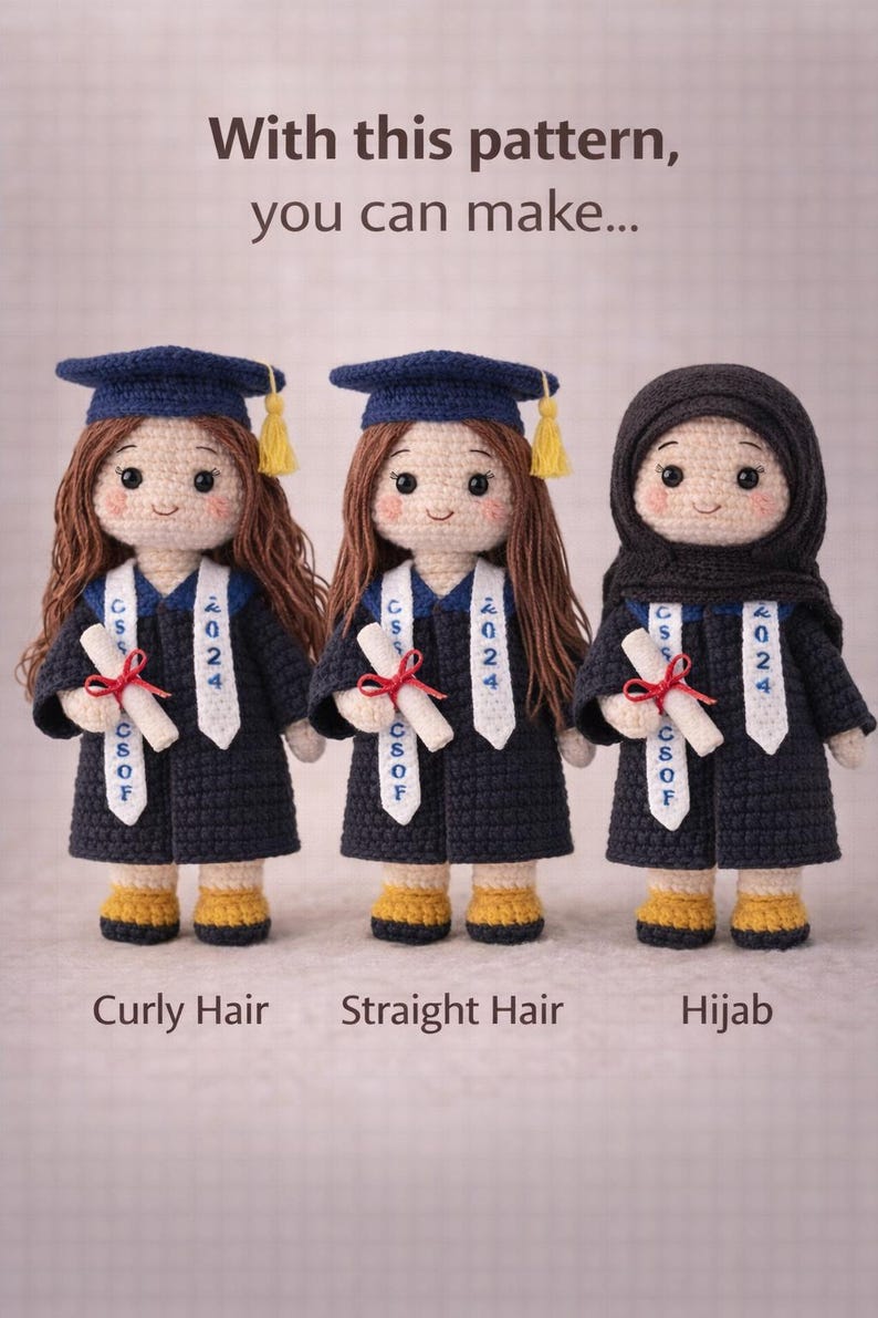 Amigurumi Graduation Doll Crochet Pattern, Keepsake Gift (PDF Pattern ...