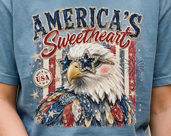 America's Sweetheart Eagle PNG, 4th of July Bald Eagle Png, Patriotic Eagle USA Flag Design, Patriotic Eagle Shirt Design, America 250 Png
