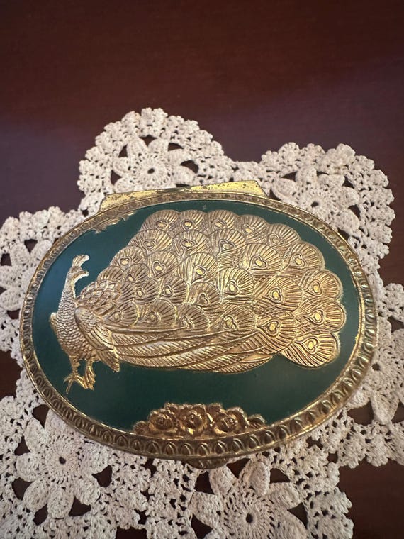 Peacock Trinket Box - Footed -