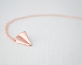 Rose Gold Paper Airplane Necklace - rose gold airplane necklace - 1162