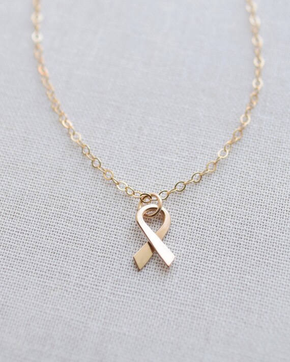 Items similar to Tiny Cancer Ribbon Necklace, Cancer Awareness and
