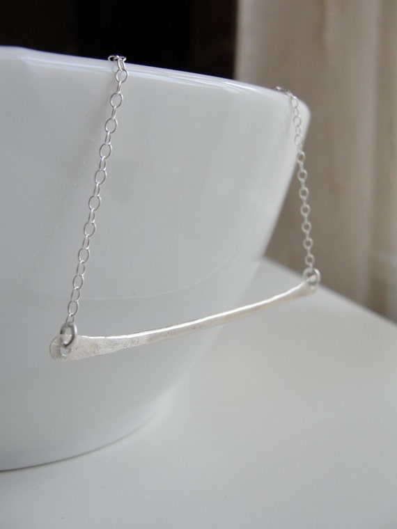 Items similar to Silver Bar Necklace Hammered sterling silver 1123