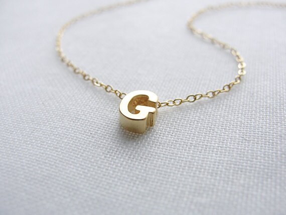 Tiny Gold Letter Necklace, Initial Necklace, Dainty Letter Necklace, …