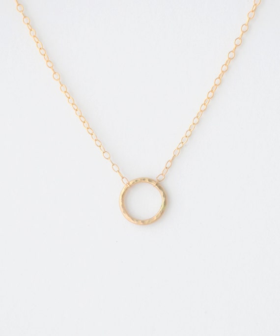 Items similar to Hammered Circle Necklace, Small Handmade Circle