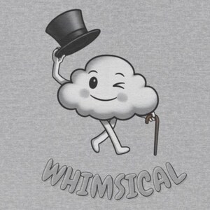 Whimsical Cloud Cartoon T-Shirt, Dapper Character Graphic Tee