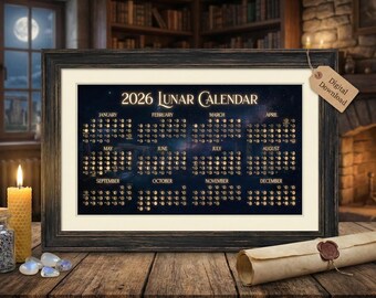 2026 Lunar Calendar Digital Planner | Daily Monthly Seasonal Moon Phases Tracker | Wheel of the Year Printable PDF