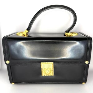 Versace Vintage Top Handle Patent Leather Tote with Gold Hardware