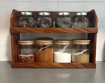 Wooden Spice Rack Organizer | Rustic Masala Stand | Kitchen Storage