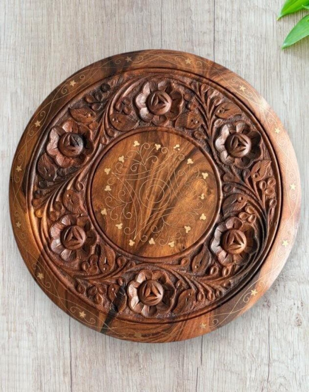 Hand Carved Wooden Side Table | Round Stool | Home Decor - Etsy