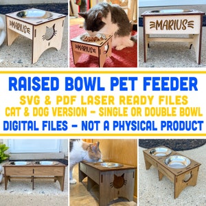 Raised bowl pet feeder, svg files for glowforge, laser cut files, raised dog bowl, cat bowl, pet feeding station, files for laser cut