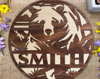 Personalized Family Name Sign, Bear