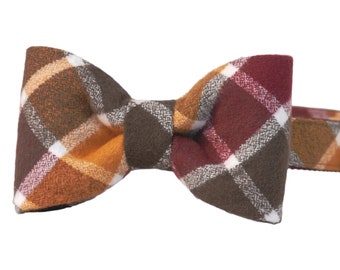 Crew LaLa Spiced Cider Flannel Bow Tie Dog Collar