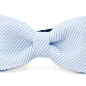 Crew LaLa Light Blue Seersucker Bow Tie Dog Collar image 1