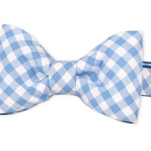 Crew LaLa Periwinkle Picnic Plaid Bow Tie Dog Collar image 1