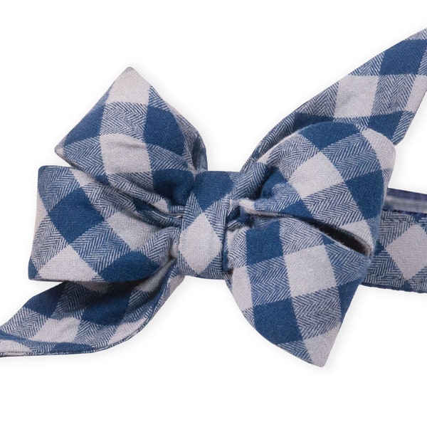 Crew LaLa Cobblestone Plaid Belle Bow Dog Collar