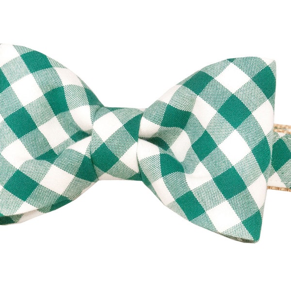 Crew LaLa Emerald Check Bow Tie Dog Collar