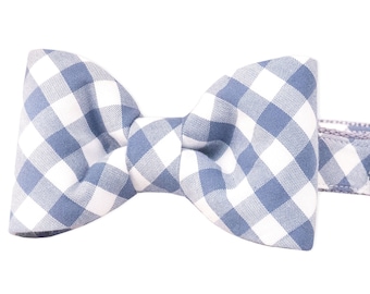 Crew LaLa Slate Check Bow Tie Dog Collar