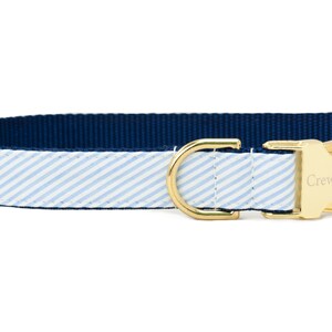 Crew LaLa Light Blue Seersucker Bow Tie Dog Collar image 2