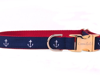 Crew LaLa Navy Anchors Dog Collar
