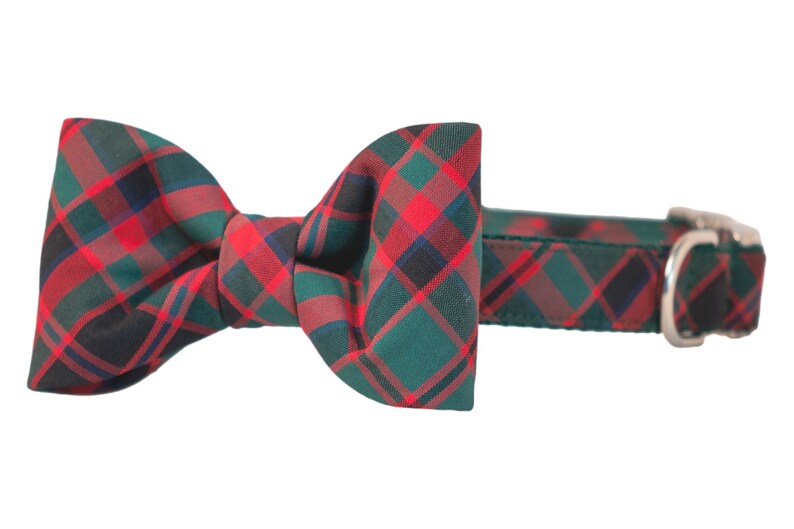 Crew LaLa Holiday Plaid Bow Tie Dog Collar image 1